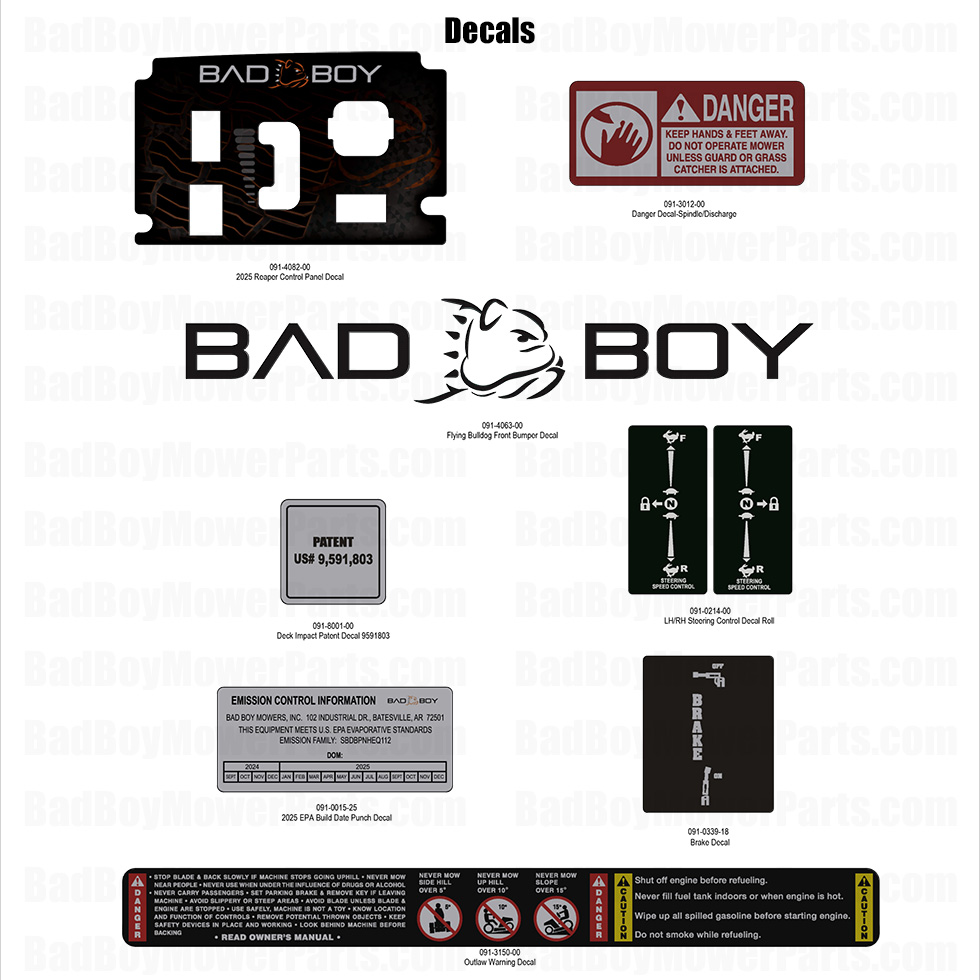 3967 - Bad Boy Mower Parts Lookup > 2025 > ZT Avenger > Decals - 1